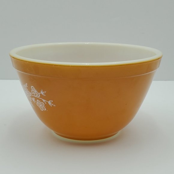 Pyrex Butterfly Gold 401 Mixing Nesting Serving Bowl 1.5 Pint 750 ml Dark Gold - Picture 4 of 7